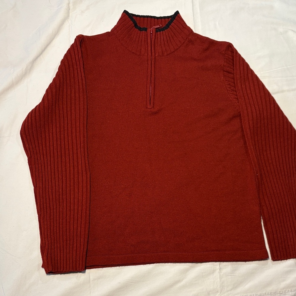 Hunt Club Men's Brick Red Zip-Up Sweater size L